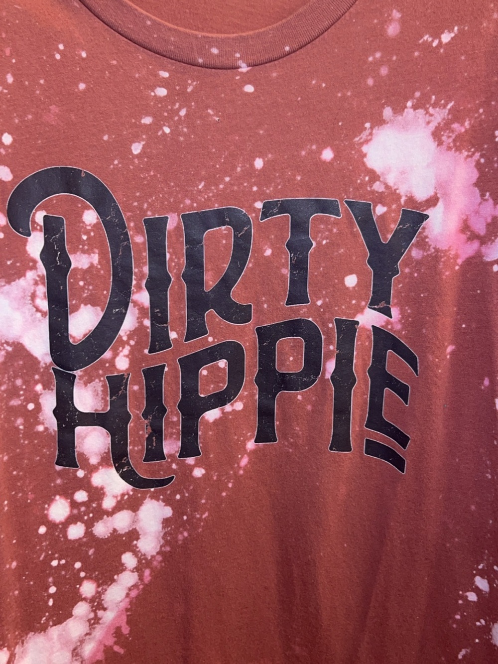 Dirty Hippie Bleach-Splash Short Sleeve Tee - Rust Red
